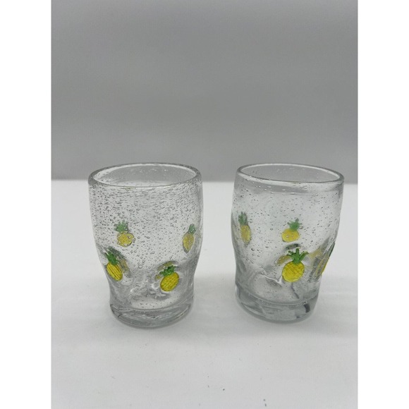 Anthropologie Galleon Bubble Juice Glass Pineapple Set of 2 - Picture 1 of 3
